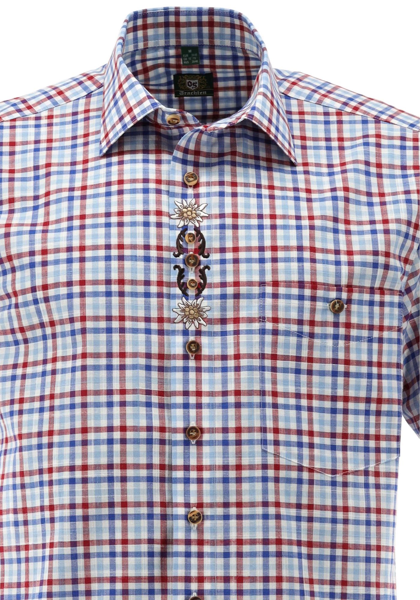 OS Trachten Kurzarmhemd Slim Fit Kolie