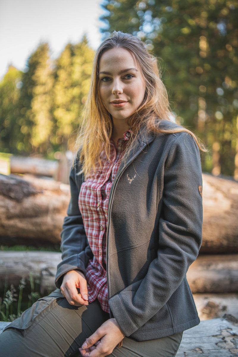 OS Trachten Damen Fleecejacke Sweatjacke Zip-Jacke hochgeschlossen Kroios