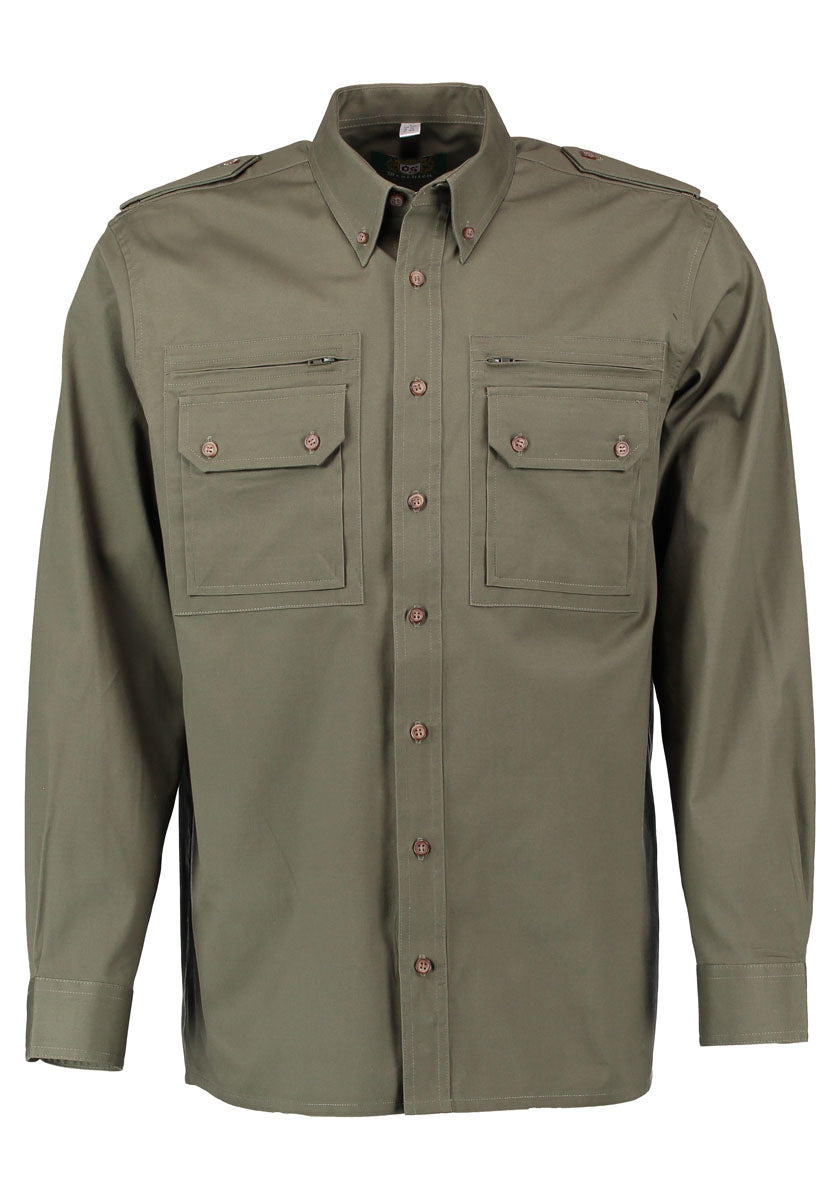 OS Trachten Herren Hemd Langarm Jagdhemd mit Button-Down-Kragen Egapey