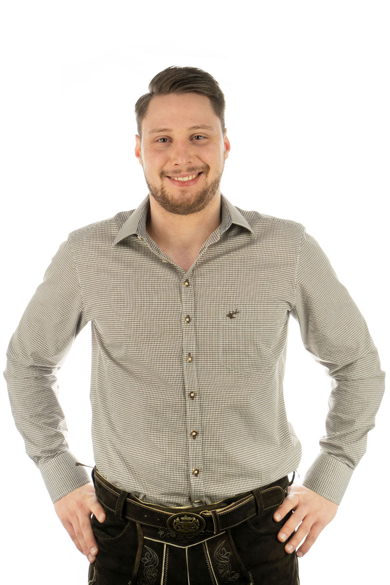 OS Trachten Trachtenhemd Slim Fit Wacodu