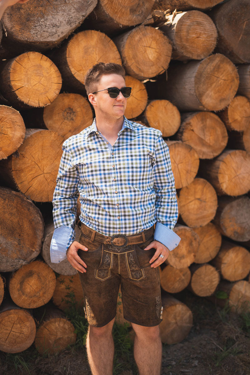 OS Trachten Trachtenhemd Slim Fit Junra