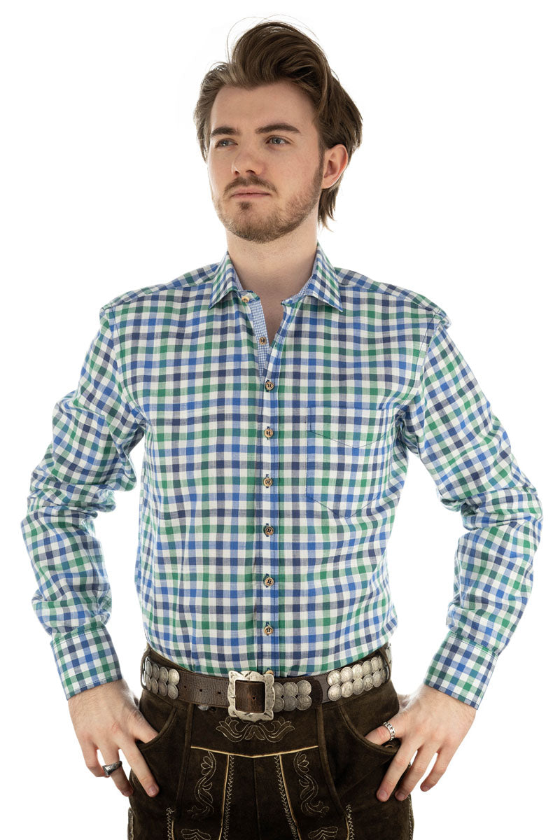 OS Trachten Trachtenhemd Slim Fit Junra