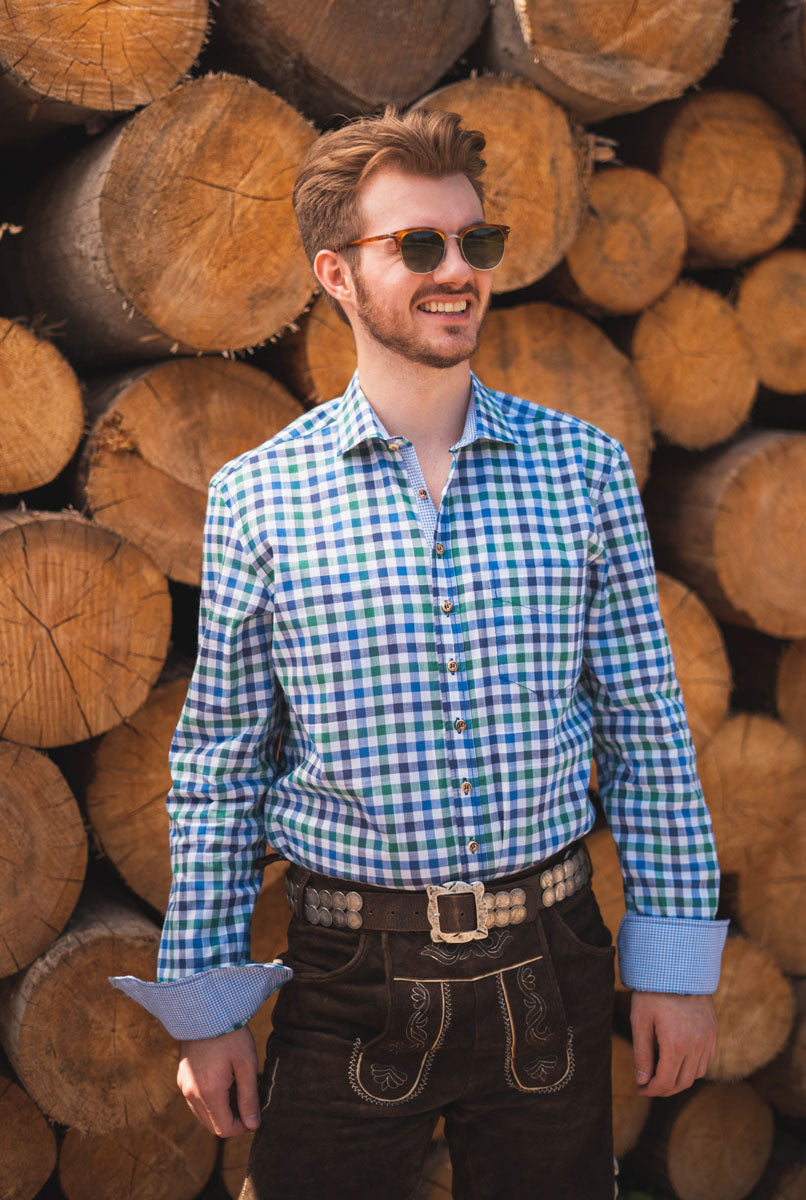 OS Trachten Trachtenhemd Slim Fit Junra