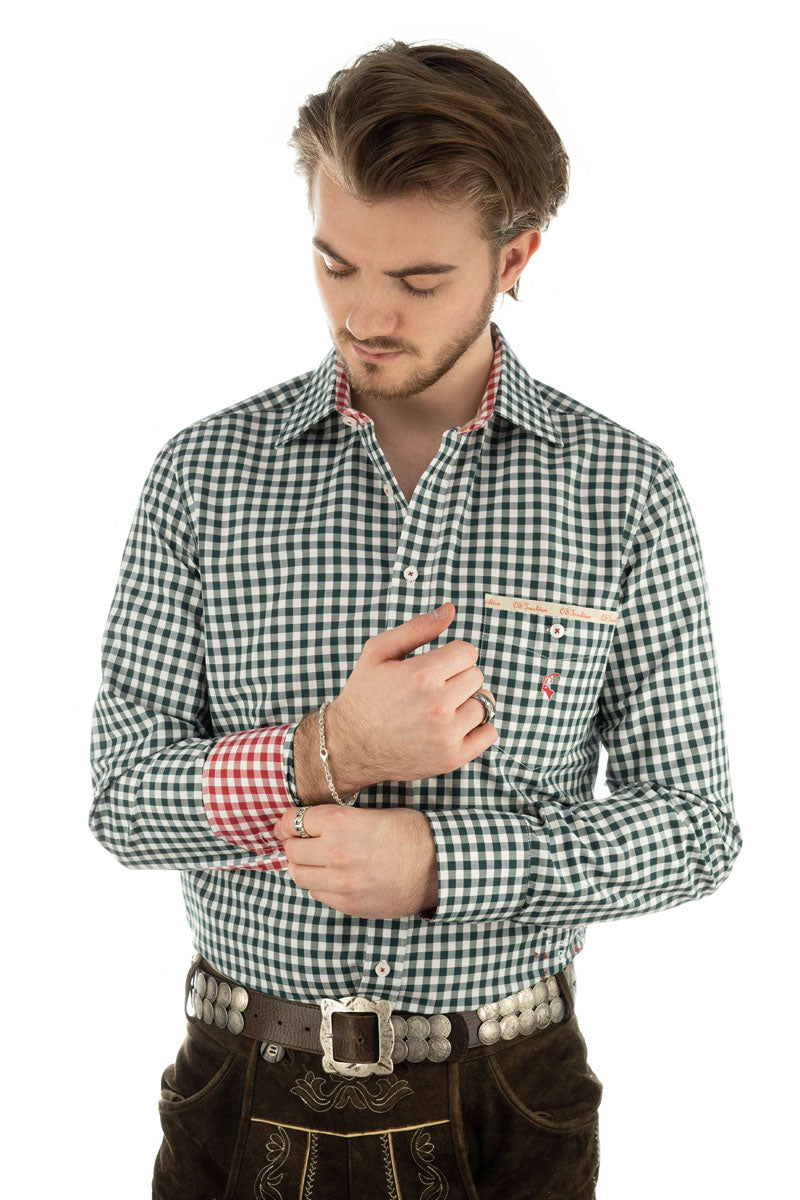 OS Trachten Trachtenhemd Slim Fit Ubegu
