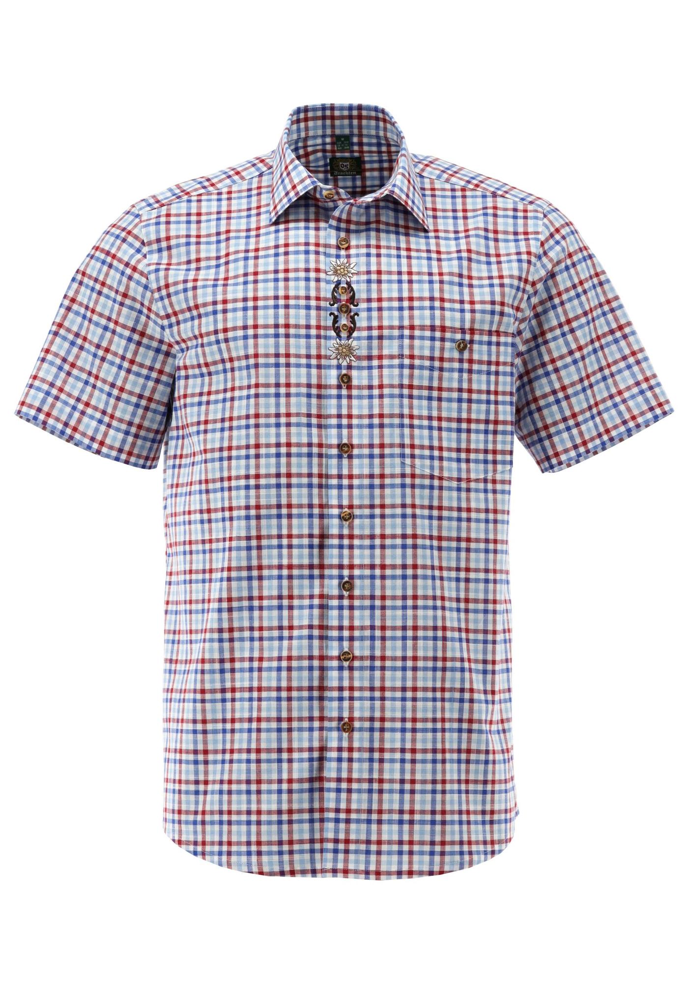 OS Trachten Kurzarmhemd Slim Fit Kolie