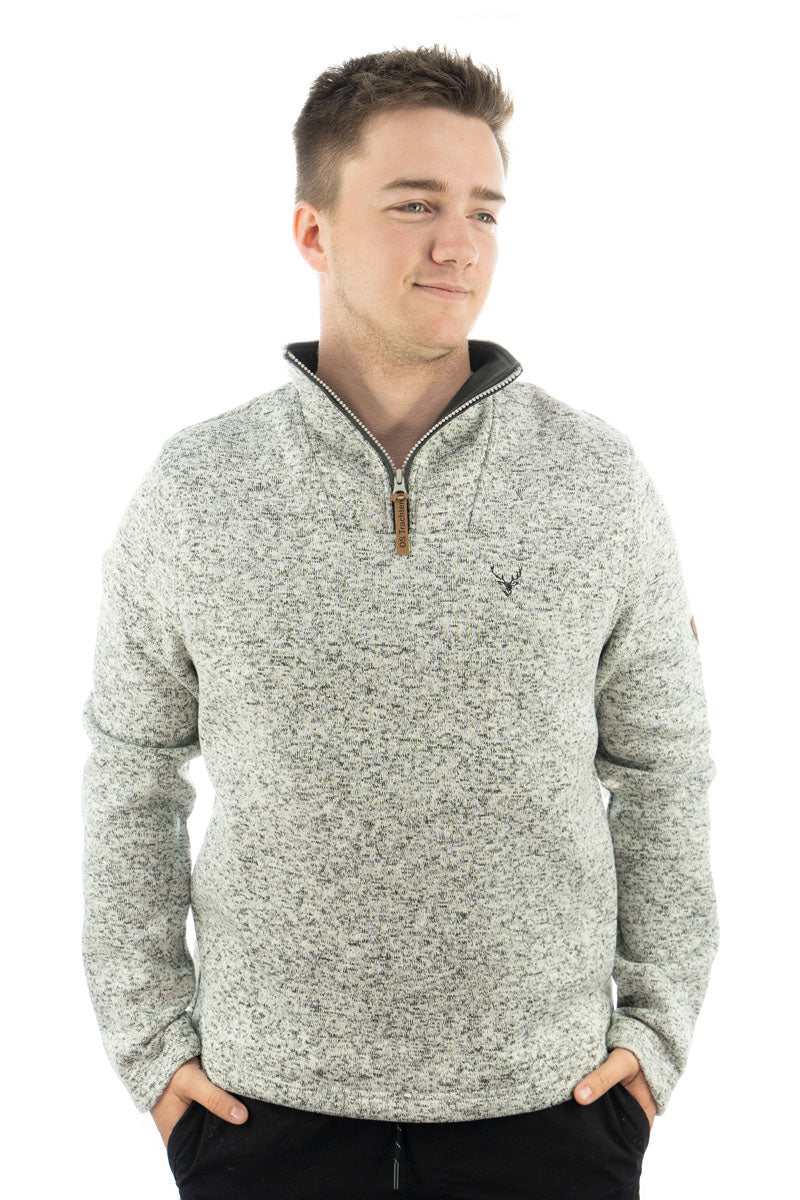 Orbis Herren Fleecepullover Strickfleece Freizeitpullover Troyer hochgeschlossen Wukom
