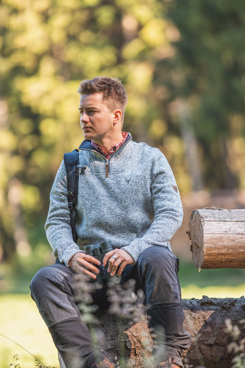 Orbis Herren Fleecepullover Strickfleece Freizeitpullover Troyer hochgeschlossen Wukom