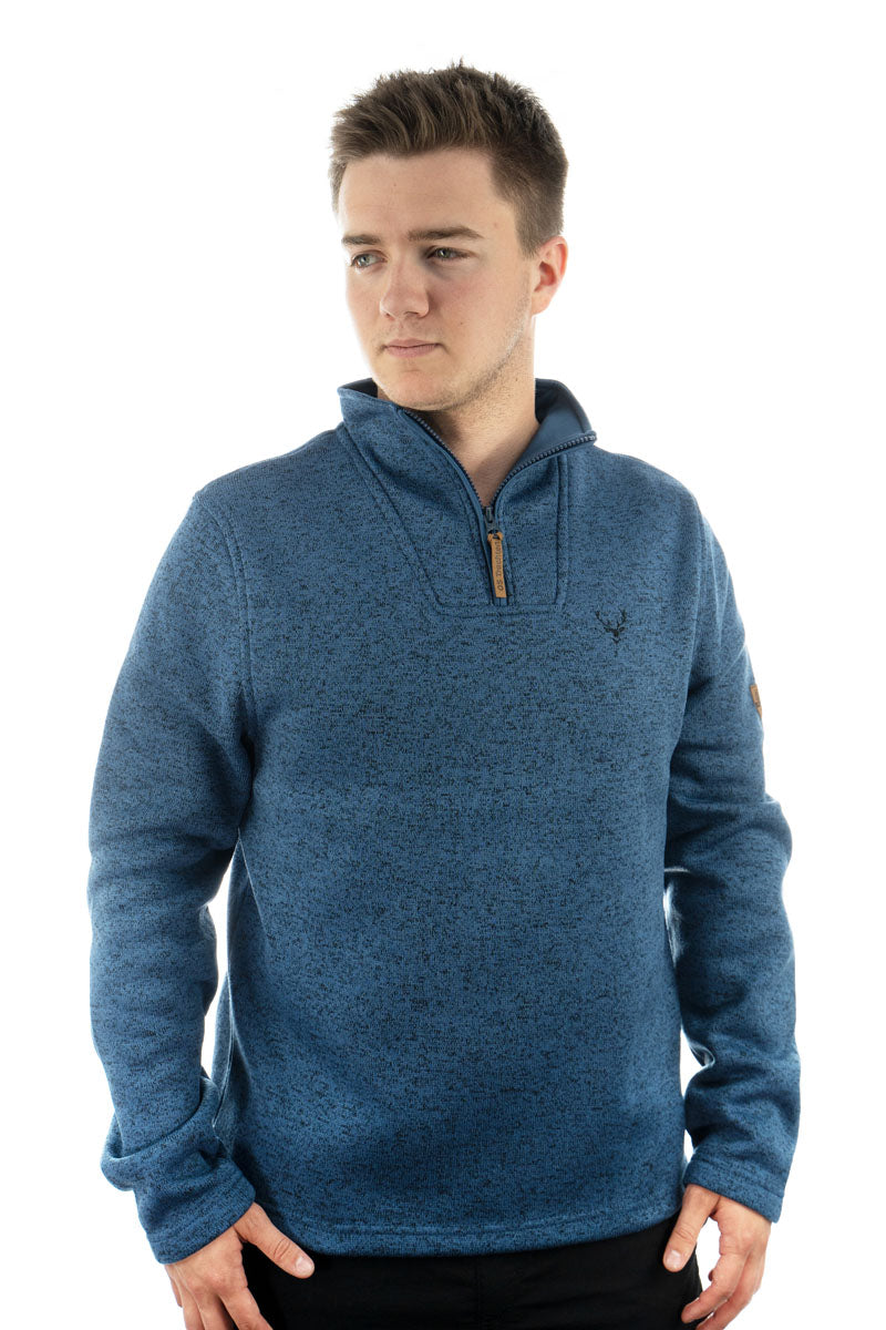 Orbis Herren Fleecepullover Strickfleece Freizeitpullover Troyer hochgeschlossen Wukom