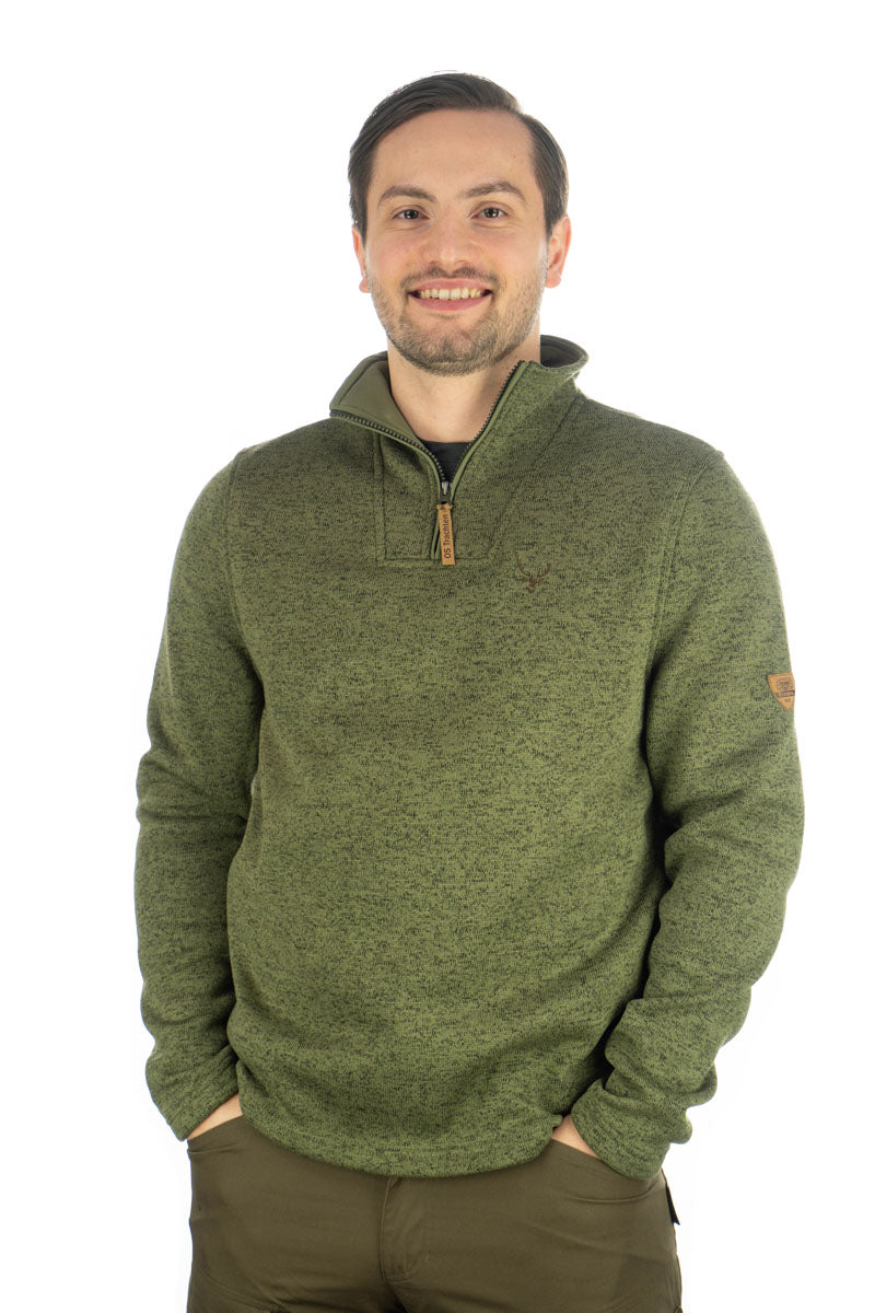 Orbis Herren Fleecepullover Strickfleece Freizeitpullover Troyer hochgeschlossen Wukom