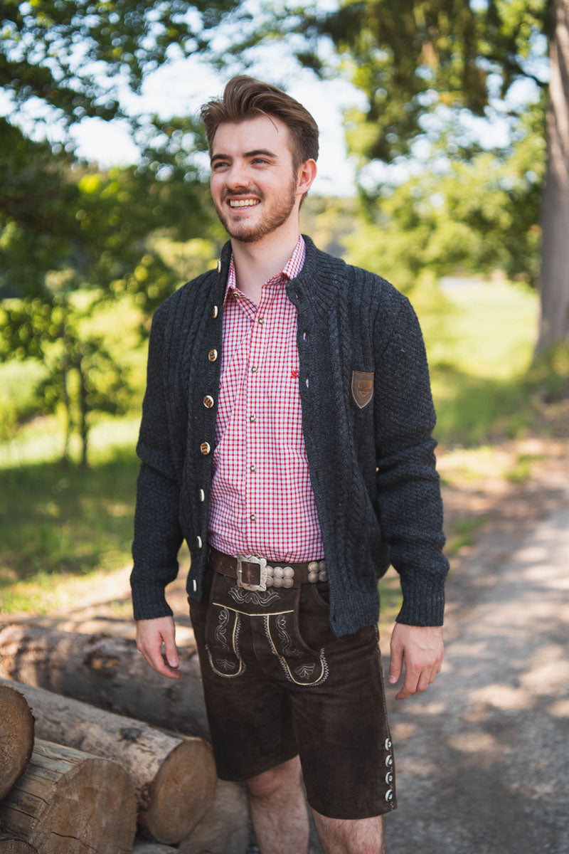 OS Trachten Strickjacke mit Rundhalsausschnitt Fenari