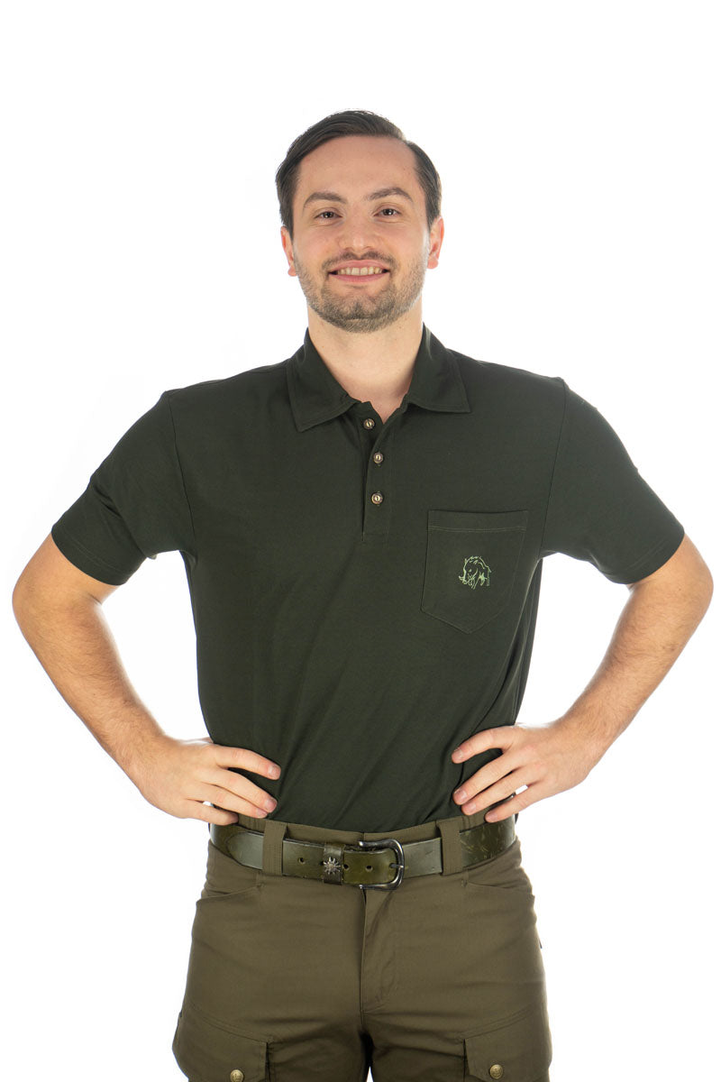 OS Trachten Herren Poloshirt Kurzarm Jagdshirt mit Polokragen Falbo