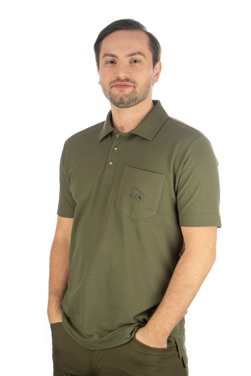 OS Trachten Herren Poloshirt Kurzarm Jagdshirt mit Polokragen Falbo