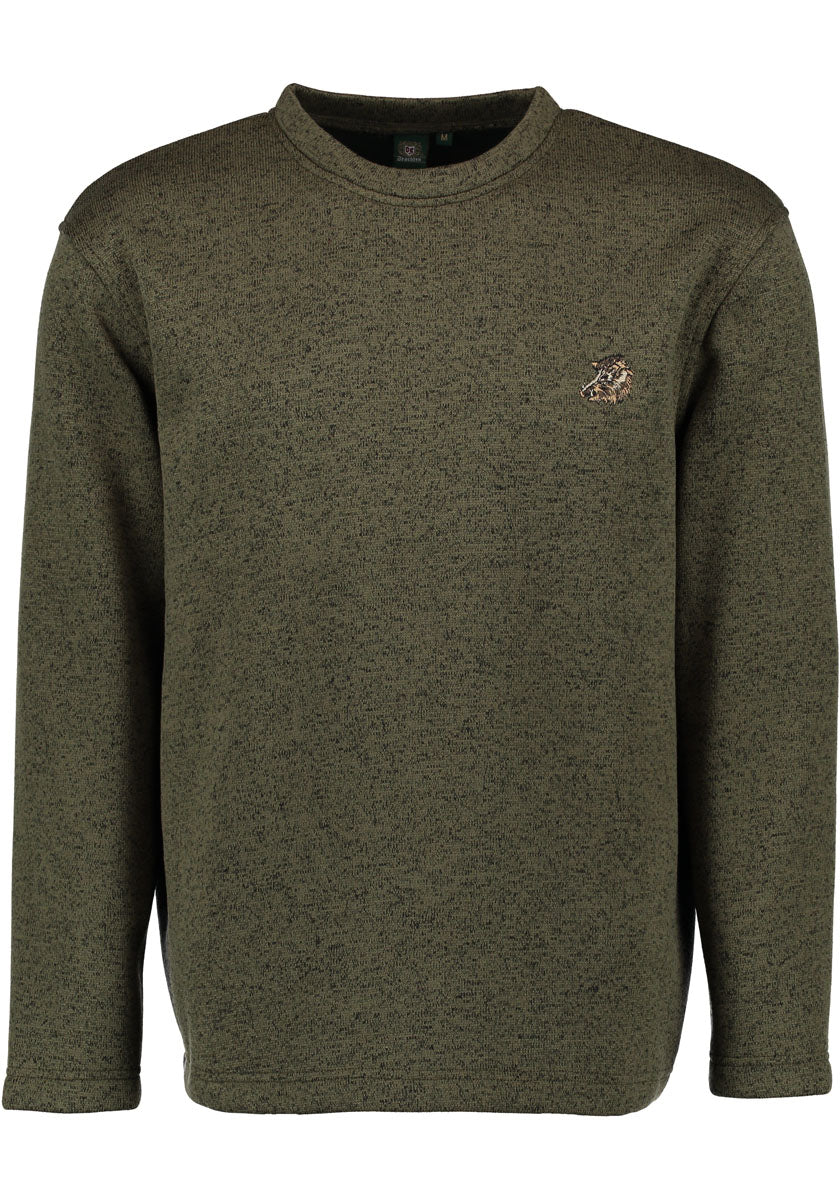 OS Trachten Herren Strickfleece-Pullover Sweatshirt Fleecepullover mit Rundhalsausschnitt Mysqafe