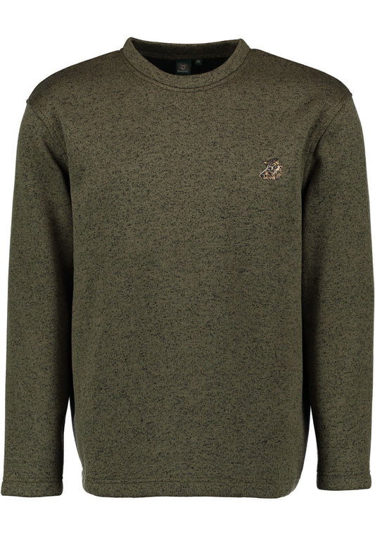 OS Trachten Herren Strickfleece-Pullover Sweatshirt Fleecepullover mit Rundhalsausschnitt Mysqafe
