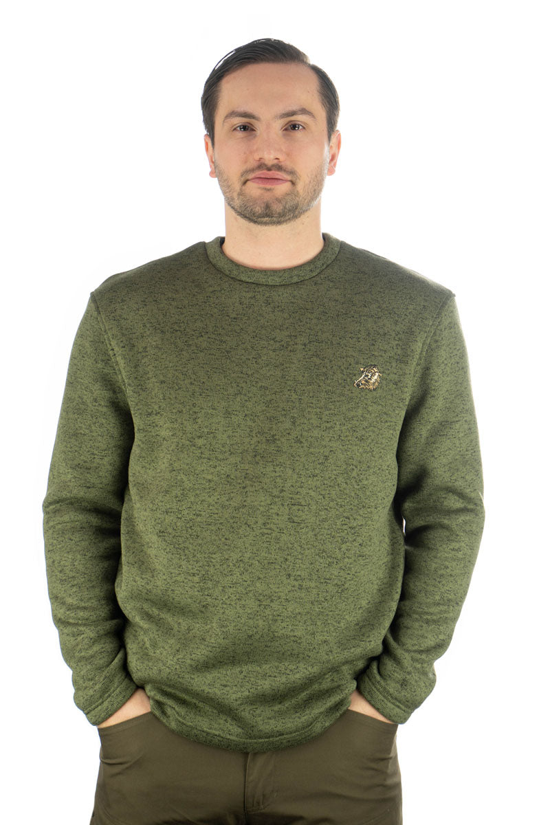 OS Trachten Herren Strickfleece-Pullover Sweatshirt Fleecepullover mit Rundhalsausschnitt Mysqafe