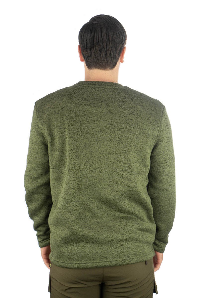 OS Trachten Herren Strickfleece-Pullover Sweatshirt Fleecepullover mit Rundhalsausschnitt Mysqafe