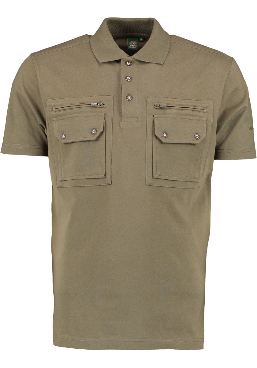 OS Trachten Herren Poloshirt Kurzarm Jagdshirt mit Polokragen Fuzao
