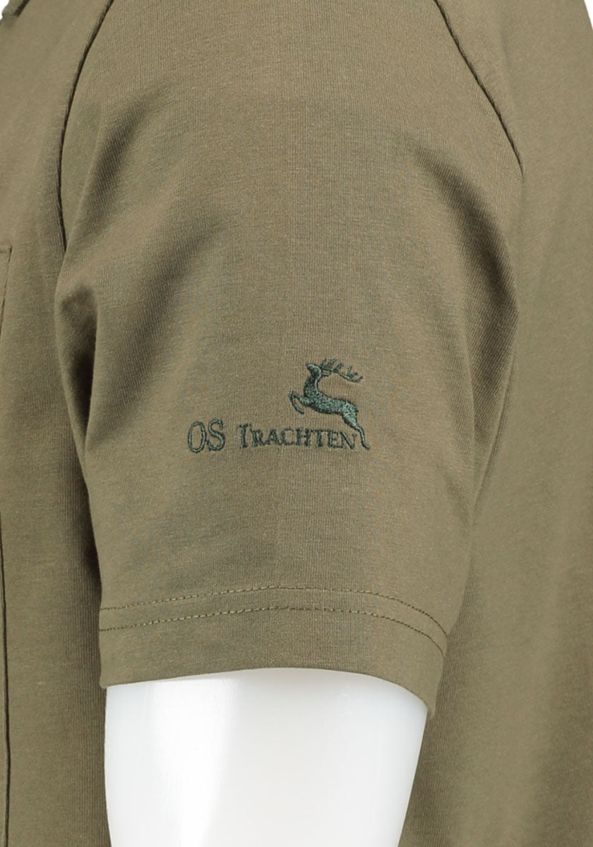 OS Trachten Herren Poloshirt Kurzarm Jagdshirt mit Polokragen Fuzao