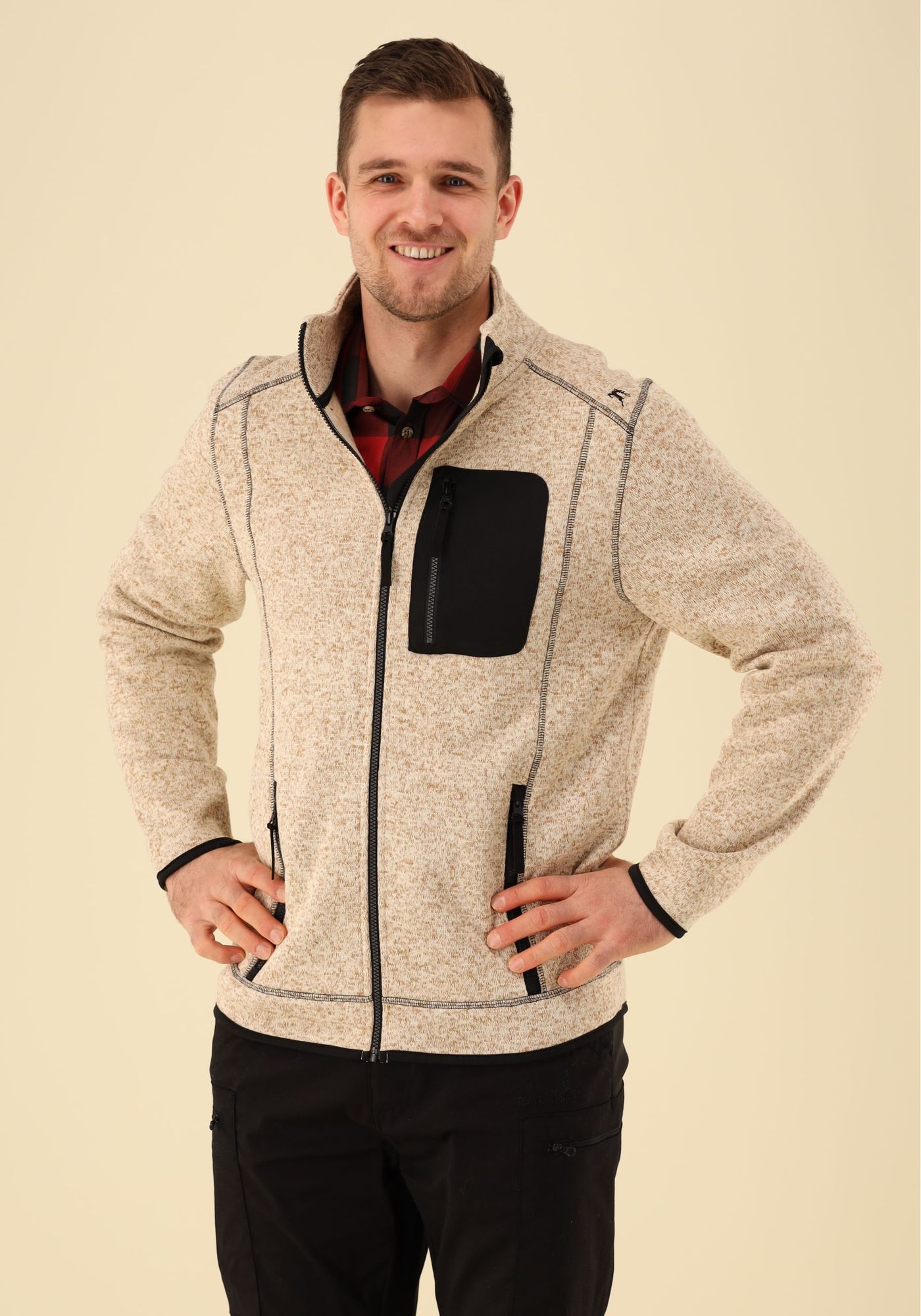 OS Trachten Orbis Herren Fleecejacke Strickfleecejacke Freizeitjacke mit Stehkragen hochgeschlossen Nucku