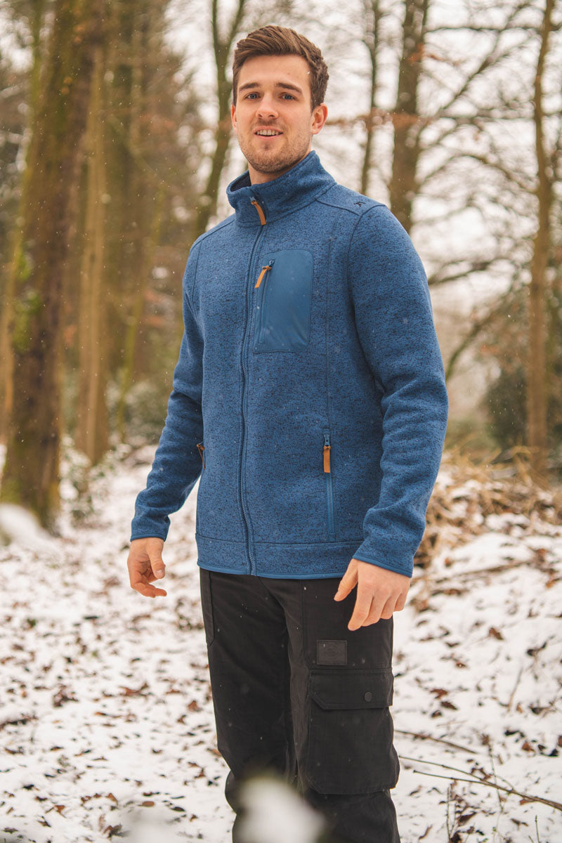 OS Trachten Orbis Herren Fleecejacke Strickfleecejacke Freizeitjacke mit Stehkragen hochgeschlossen Nucku