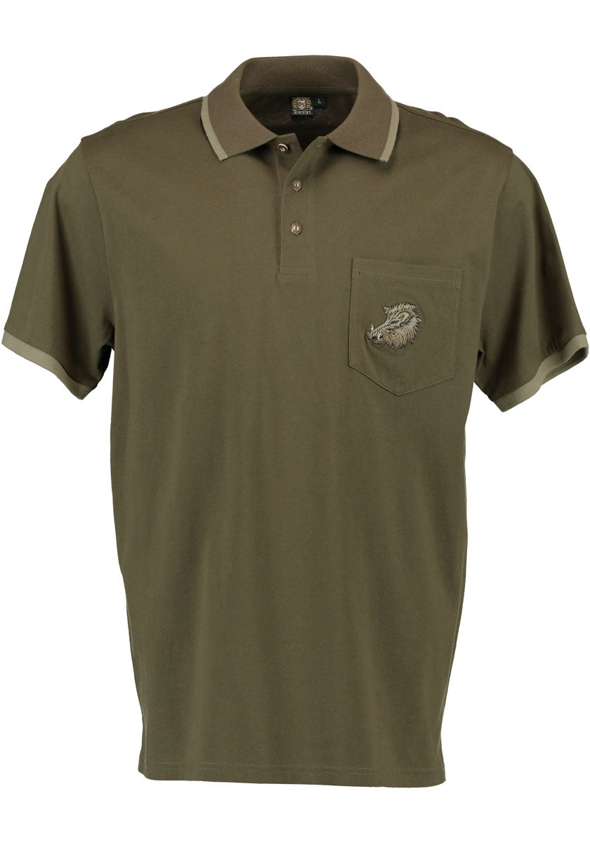 OS Trachten Herren Poloshirt Kurzarm Jagdshirt mit Polokragen Sonky
