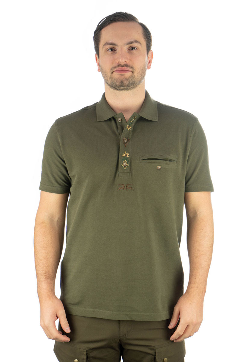 OS Trachten Herren Poloshirt Kurzarm Jagdshirt mit Polokragen Esoqo