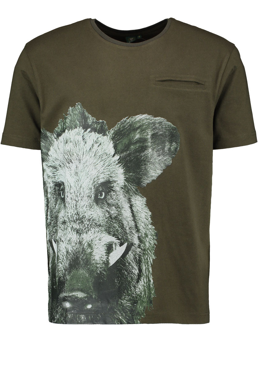 OS Trachten Herren T-Shirt Kurzarm Jagdshirt mit Rundhalsausschnitt Bracu