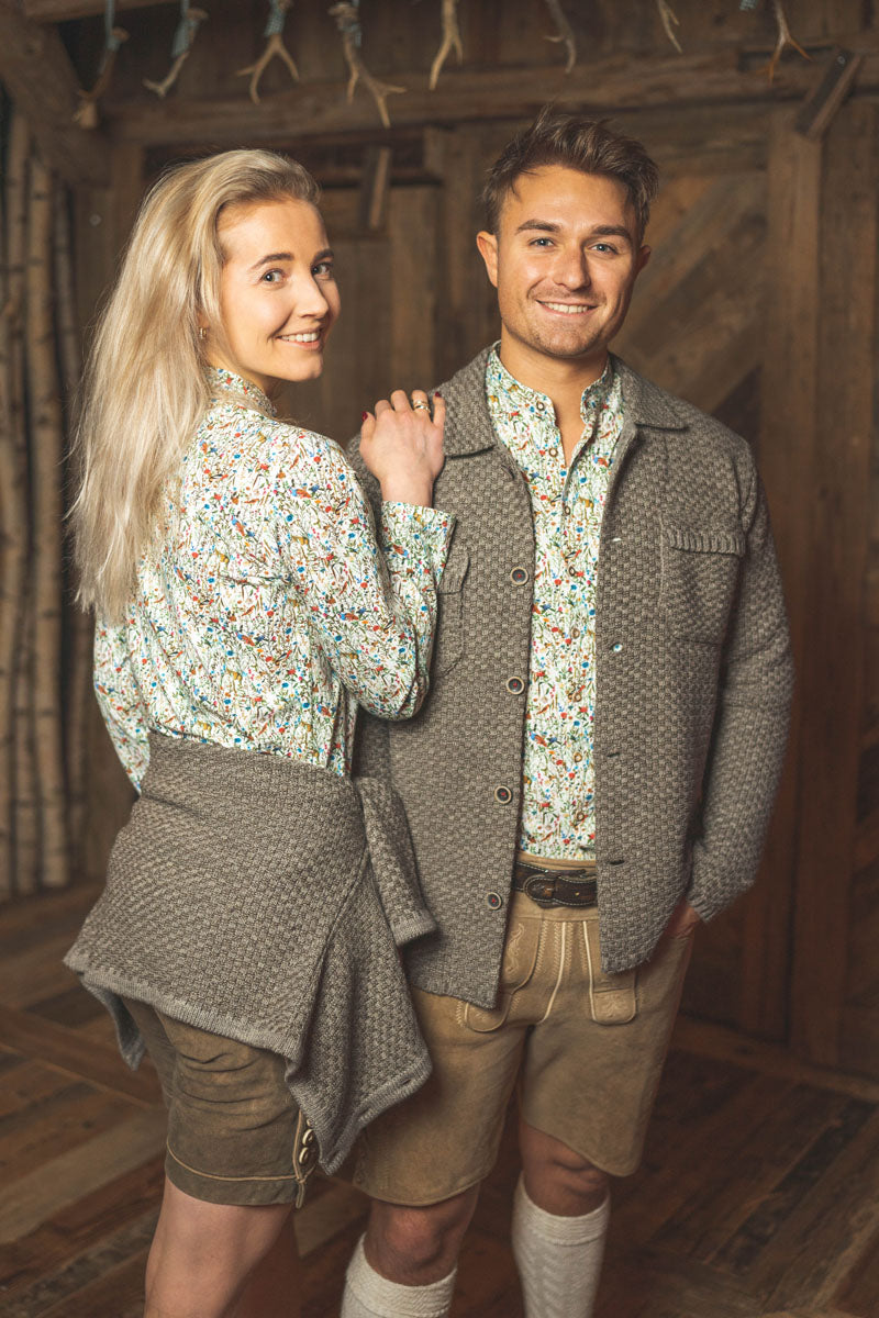 OS Trachten Strickjacke mit Rundhalsausschnitt Zelado