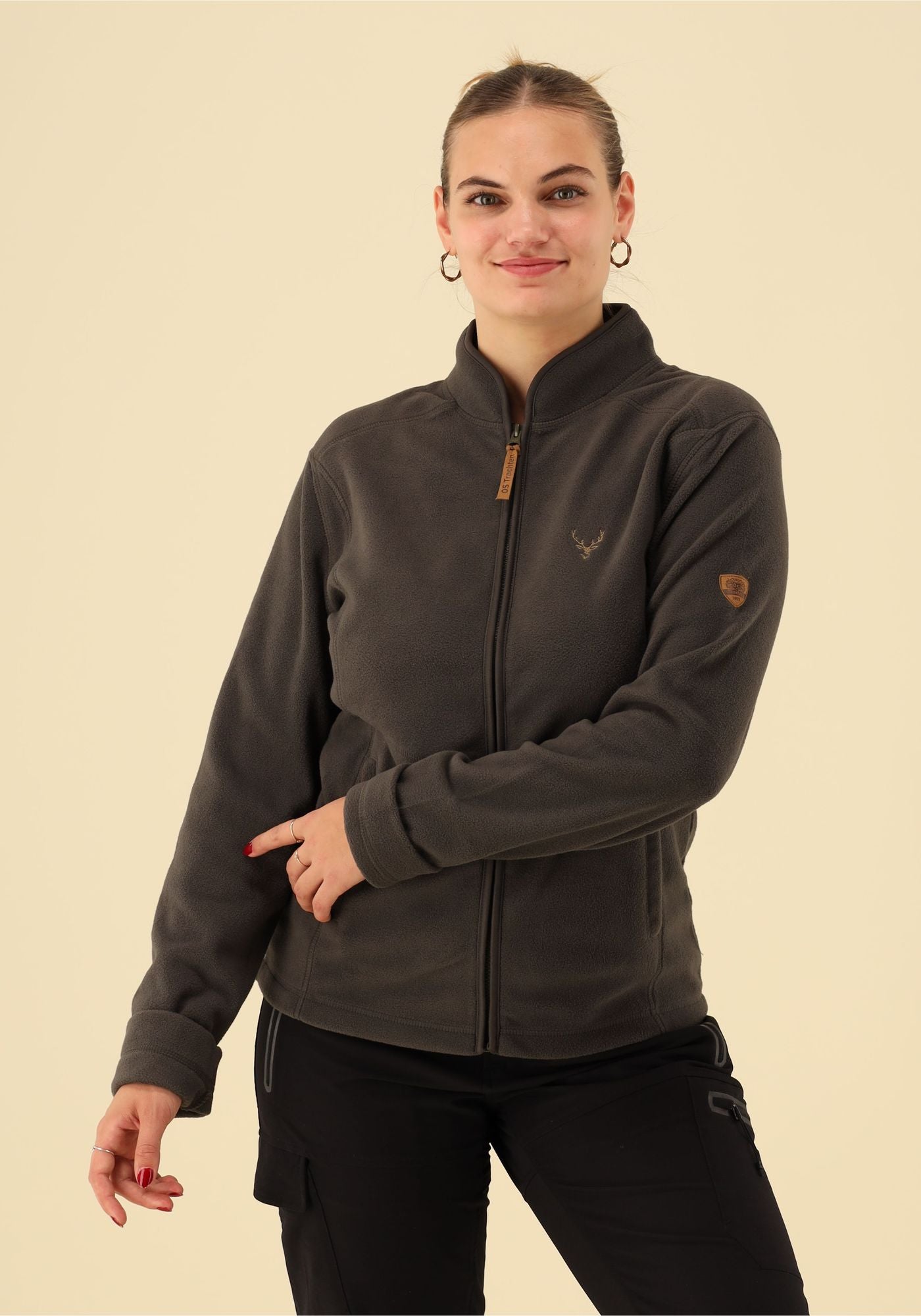 OS Trachten Damen Fleecejacke Sweatjacke Zip-Jacke hochgeschlossen Kroios