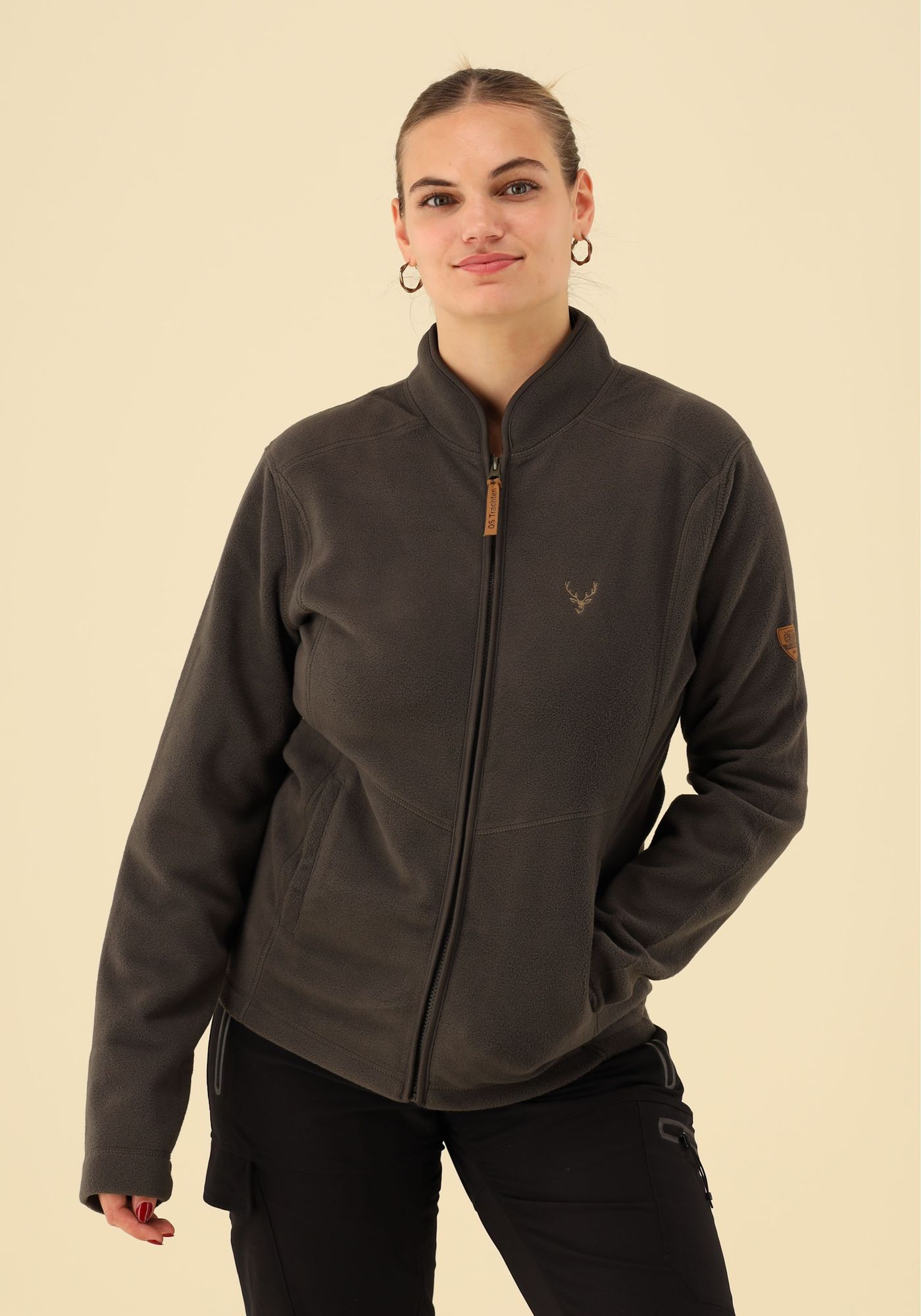 OS Trachten Damen Fleecejacke Sweatjacke Zip-Jacke hochgeschlossen Kroios